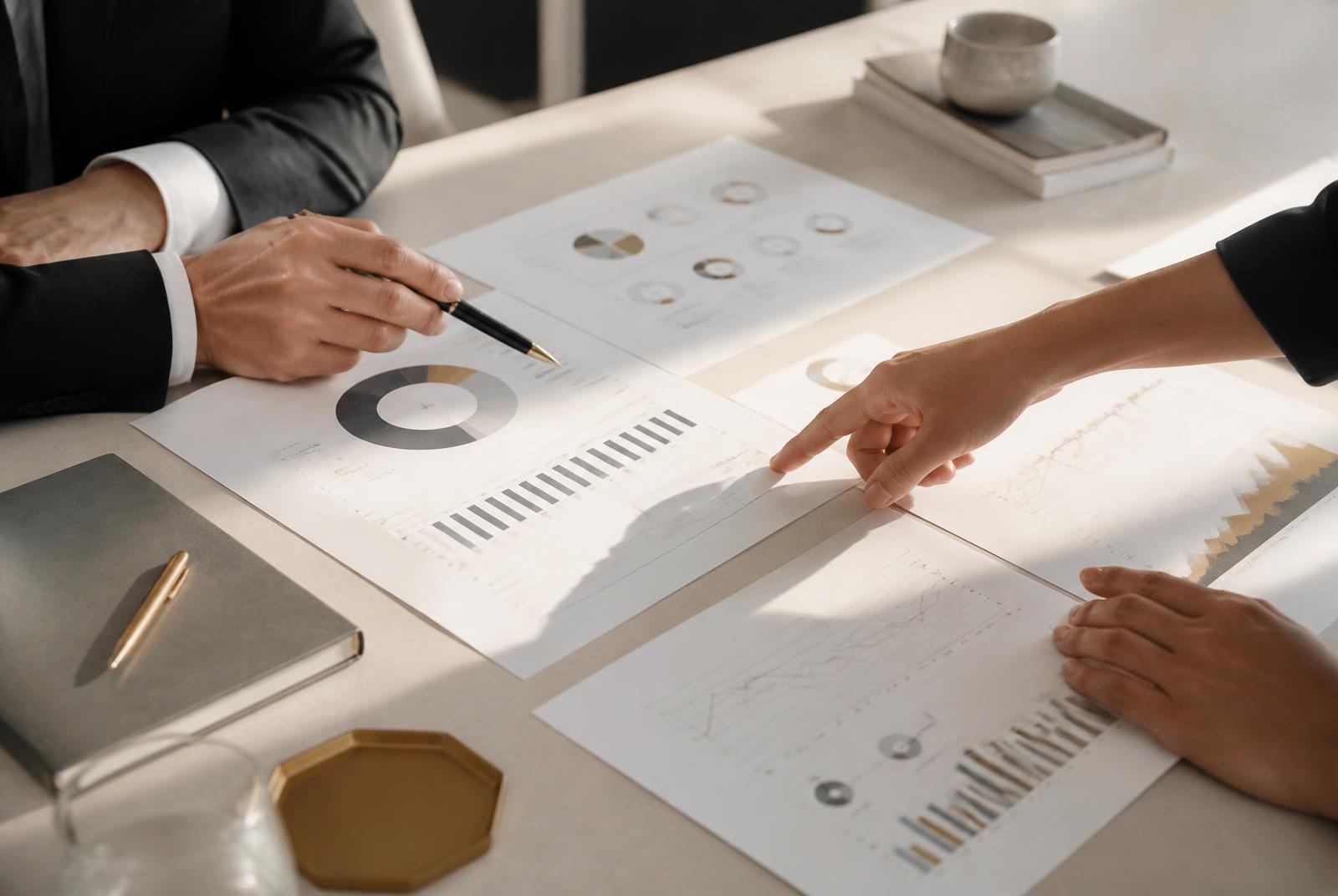 Gestores analisando indicadores
